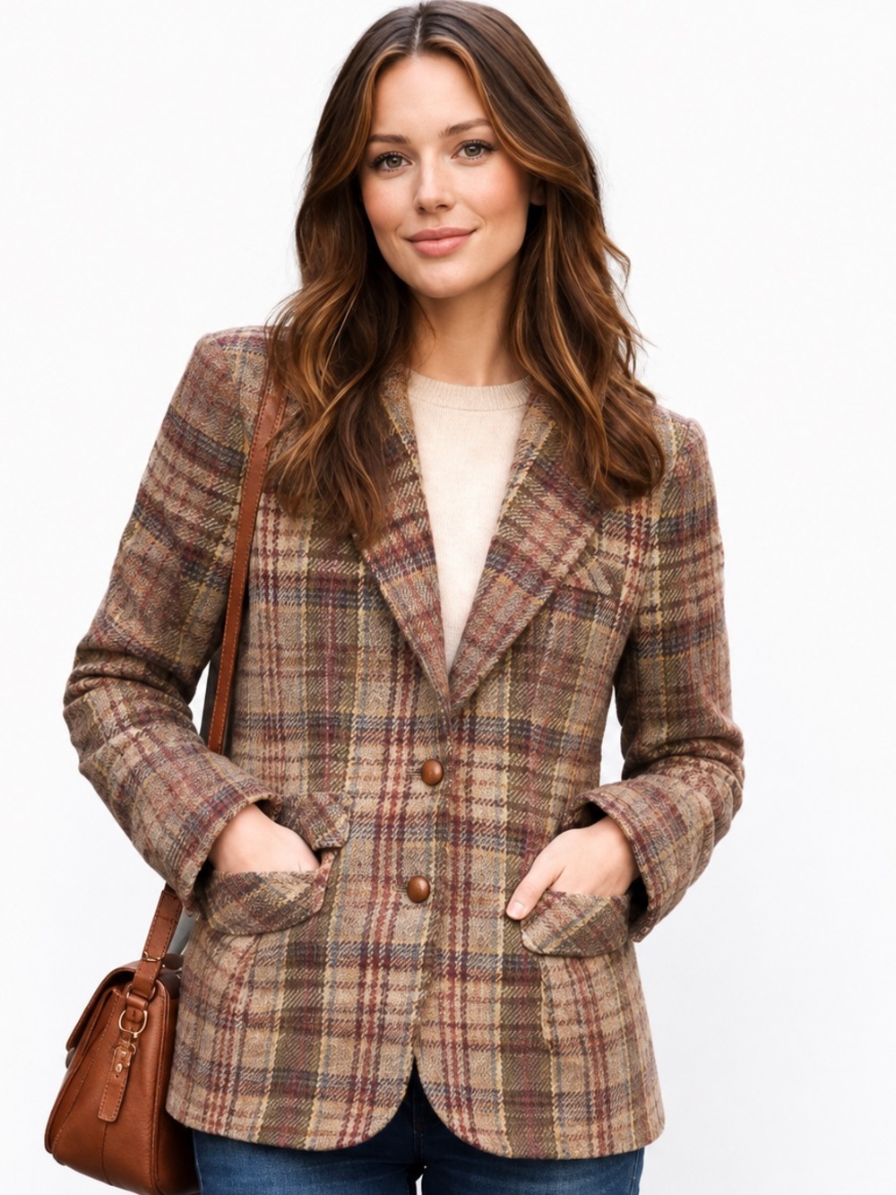 John Anthony Pret Plaid Tweed Blazer Wool Classic Autumn Academia Jacket Vintage